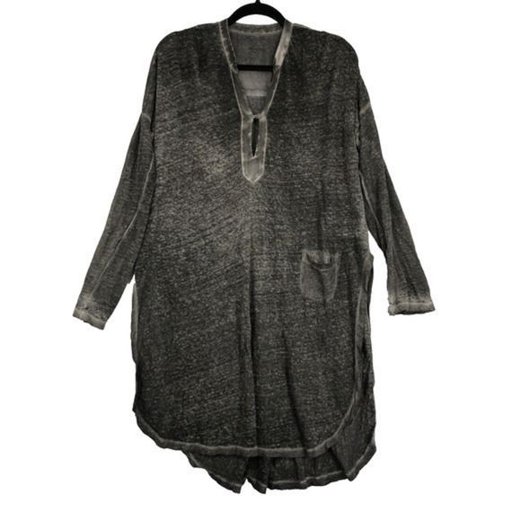 Pete & Greta JWLA Johnny Was Womens Dress Shift Tunic Top Linen Gray Small XS